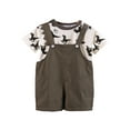 thumbnail image 1 of Toddler Baby Boys' Dinosaur Print Summer Romper Set Adjustable Denim Overalls Short Sleeve T Shirt 2 Piece Outfit for Kids Size 3-4T, 1 of 7