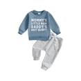 thumbnail image 1 of Toddler Baby Boys Fall Outfits 0 6 12 18 24 Months 2T 3T Letter Print Long Sleeve Sweatshirts and Long Pants 2Pcs Clothes Set, 1 of 9