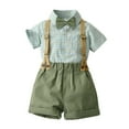 thumbnail image 1 of Toddler Baby Boys Formal Suit Gentleman White Bow Tie Shirt Tops+ Suspender Shorts Bib Pants Overalls Clothes 4pcs, 1 of 3