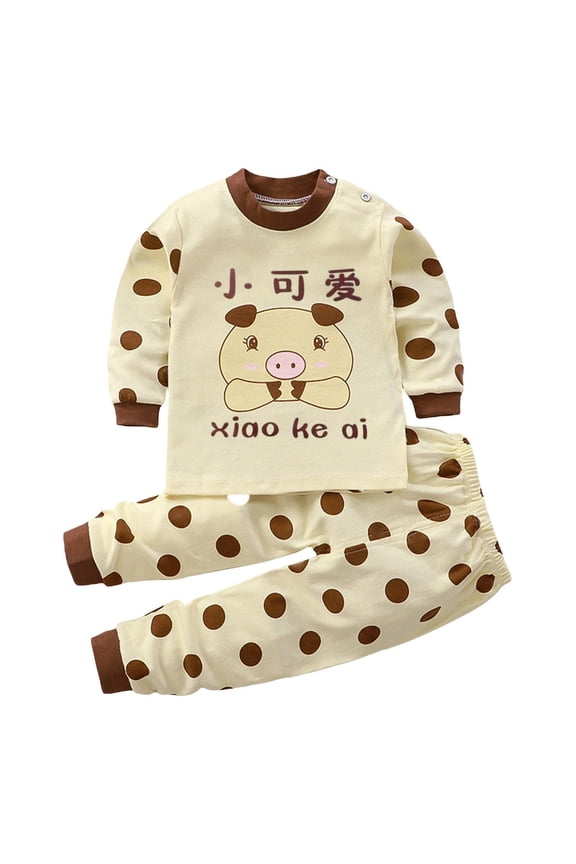 Toddler Baby Boys Girls Animals ??leepwear Cotton ??ajamas Set Kids ??oungewear Long Sleeve ??artoon Pullover ??js Outfit