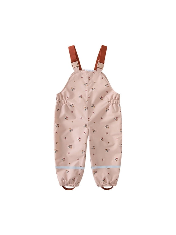 Toddler Baby Boys Girls Bear Print Rain Overalls for Kindergarten Outdoor Play Rain Gear Lightweight Waterproof Outwear