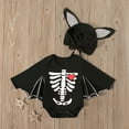 thumbnail image 1 of Toddler Baby Boys Girls Black Cotton Batwing Sleeve Halloween Cute Hat Jumpsuit Suit Rompers White qILAKOG Size 6-9Month, 1 of 8