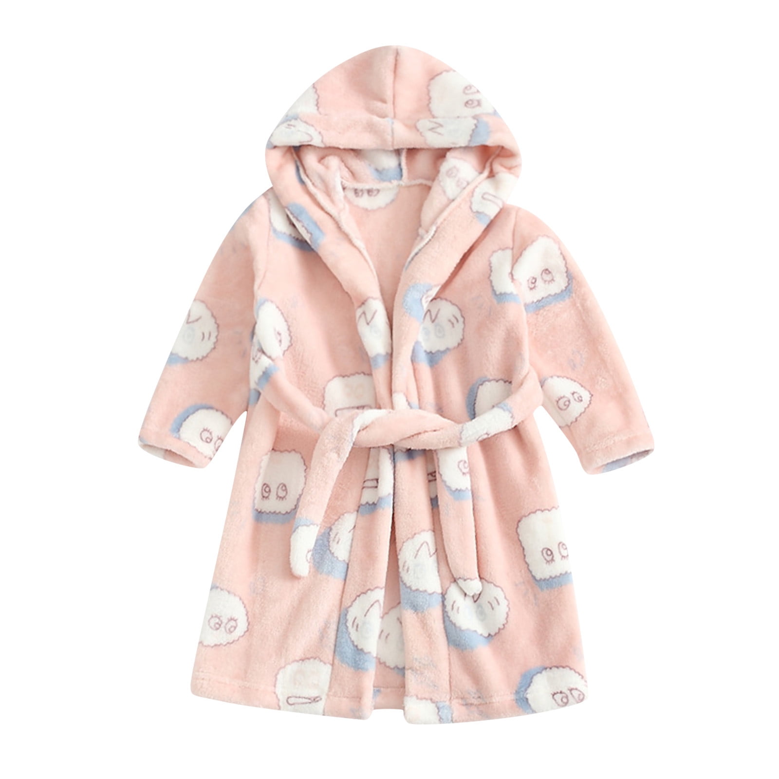 Toddler Baby Boys Girls Cartoon Bathrobes Flannel NightRobe Sleepwear
