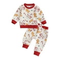 thumbnail image 1 of Toddler Baby Boys Girls Christmas Clothing Sets 0 6 12 18 24 Months 2T 3T Gingerbread Man Santa Print Long Sleeve Sweatshirt Long Pants Outfits, 1 of 9