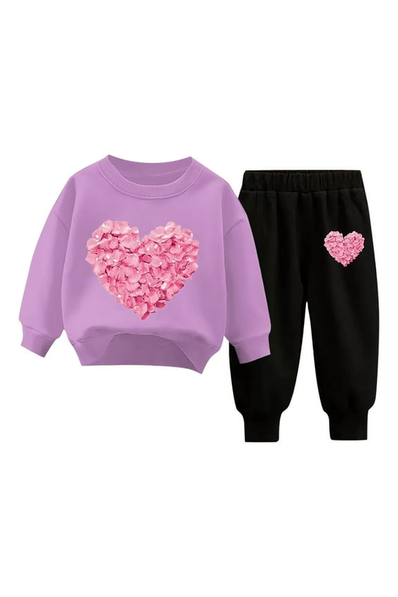 Toddler Baby Boys Girls Clothes Outfits 2Pcs Sweatsuits Valentines Long Sleeve Sweatshirt Pants Sets Fall Winter Kids Clothing Sets