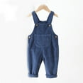 thumbnail image 1 of Toddler Baby Boys Girls Corduroy Jumpsuits Solid Color Sleeveless Jumpsuits Long Romper Pants with Pockets Blue 0-6 Months, 1 of 7