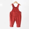 thumbnail image 1 of Toddler Baby Boys Girls Corduroy Jumpsuits Solid Color Sleeveless Jumpsuits Long Romper Pants with Pockets Red 0-6 Months, 1 of 7
