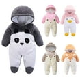 thumbnail image 1 of Toddler Baby Boys Girls Cute Cartoon Animal Jumpsuit Romper Winter Thick Keep Warm Plush Fleece Flannel Snowsuit Bodysuit, 1 of 5