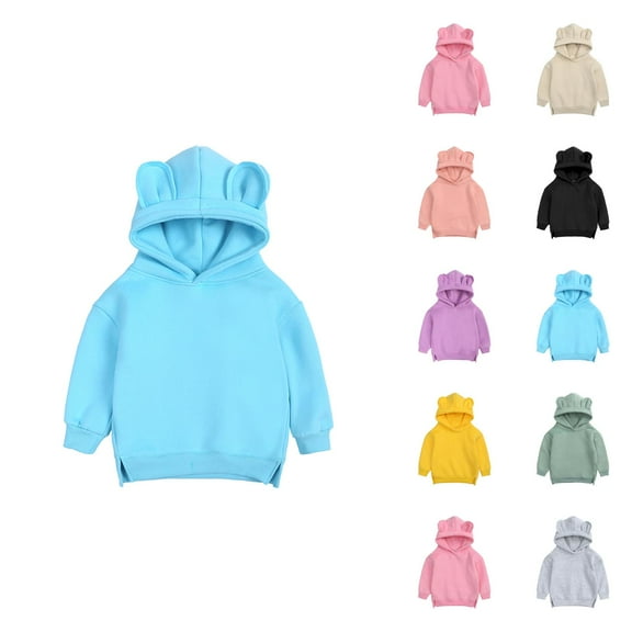 Toddler Baby Boys Girls Cute Ear Solid Hoodie Sweatshirt Top Boys' Fashion Zip Up Hoodie Boys