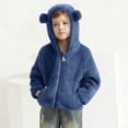 thumbnail image 1 of Toddler Baby Boys Girls Cute Fleece Jacket Zip up Hooded Coats Fall Winter Warm Outerwear with Pockets New Oversized Jacket for Kids Trendy Blue 18 Months, 1 of 6