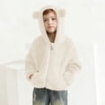 thumbnail image 1 of Toddler Baby Boys Girls Cute Fleece Jacket Zip up Hooded Coats Fall Winter Warm Outerwear with Pockets New Girls Jackets Casual Fall White 6 Months, 1 of 6