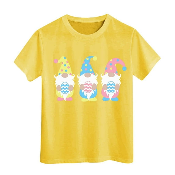 Toddler Baby Boys Girls Easter T-Shirt Round Neck Graphic Printed Blouse T-Shirt Breathable Comfort Girl Kids T Shirts,Yellow,3-4 Years