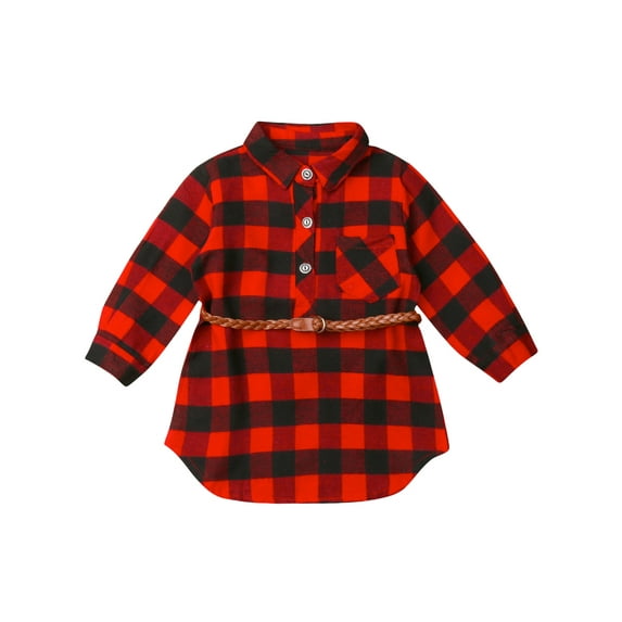 Toddler Baby Boys Girls Flannel Long Sleeve Red Plaid Shirt Tops Spring Winter Coat for Kids Christmas Clothes Outfits