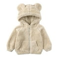 thumbnail image 1 of Toddler Baby Boys Girls Fleece Jacket Cute Bear Ears Sherpa Thicken Hooded Jacket Fuzzy Zip Up Coat Fall Winter Warm Outwear with Pockets, 1 of 6