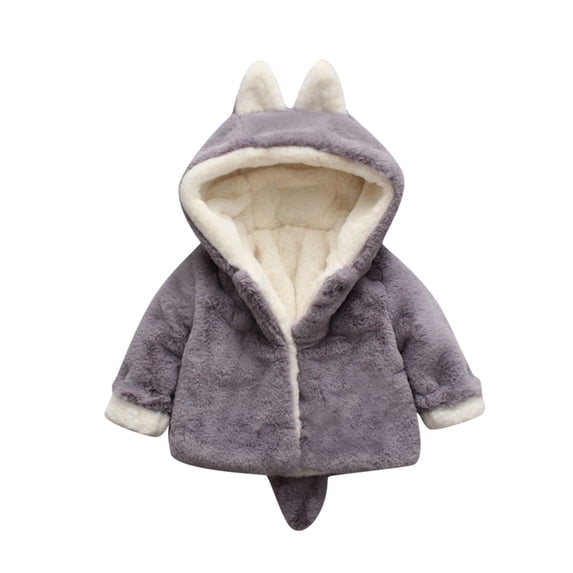 Toddler Baby Boys Girls Fleece Windproof Winter Coat Thicken Warm Hoodie Outwear