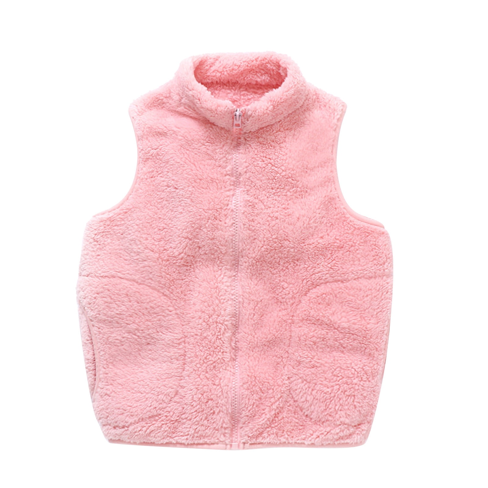 Toddler Baby Boys Girls Fuzzy Coat Vest Plush Sleeveless Waistcoat Outerwear Kids Zipper Warm
