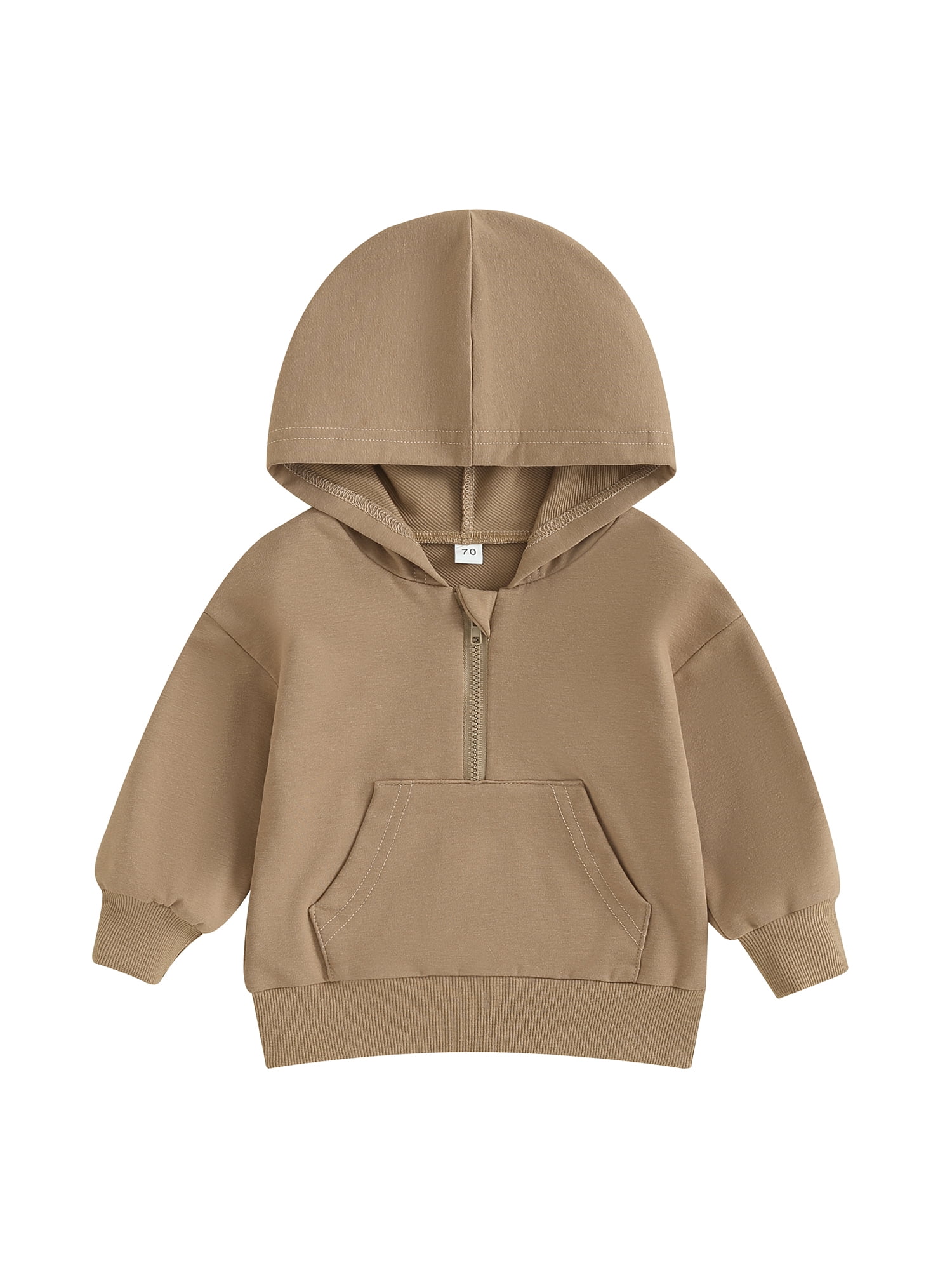 Toddler Baby Boys Girls Half zip Hoodies Solid Color Long Sleeve Hooded Sweatshirt Pullovers Fall Winter Tops Walmart