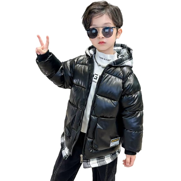 Toddler Baby Boys Girls Hooded Down Jacket Kids Thicken Warm Winter Coat Plaid Outerwear 2-11Y