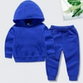 thumbnail image 1 of Toddler Baby Boys Girls Hoodie Outfits Solid Color Sweatshirt Tops Jogger Panst 2 Pcs Fall Winter Clothes Set Blue 8-9 Years, 1 of 5