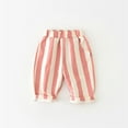 thumbnail image 1 of Toddler Baby Boys Girls Joggers Pants Cotton Soild Color Stripes Sweatpants with Drawstring, 1 of 3