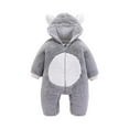thumbnail image 1 of Toddler Baby Boys Girls Jumpsuit Hoodie Romper Long Sleeve One Piece Outfits Newborn Infant Winter Plush Warm Romper Hoody Coat, 1 of 4