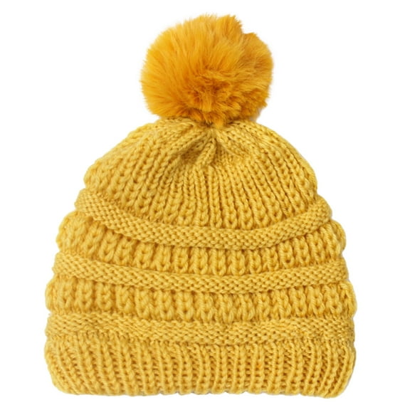 Toddler Baby Boys Girls Knitted Cap Pompom Elastics Turban Winter Warm Hat Flat Bill Hats Kids Plain Baseball Caps for Kids Birthday Boy Hat 6 Toddler Boy Baseball Hat Double Pom Toddler Hat Baby Hat