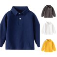 thumbnail image 1 of Toddler Baby Boys Girls Long Sleeve Solid Shirt Tops Fall Winter Kids Pullover Tee Casual Everyday Wear Soft Knit Crewneck Layer Piece Classic Fit Tees for Boys, 1 of 8