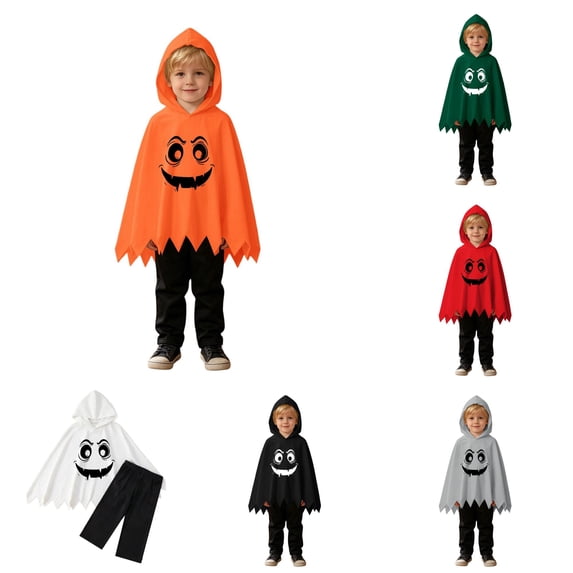 Toddler Baby Boys Girls Outfits Unisex Funny Vampire Face Hooded Cape with Joggers Halloween Party Dress Up Clothes Set 6-9 Months