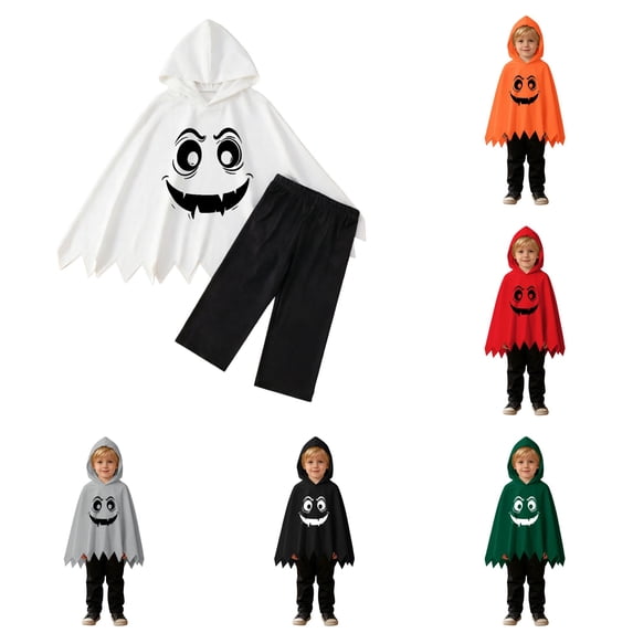 Toddler Baby Boys Girls Outfits Unisex Funny Vampire Face Hooded Cape with Joggers Halloween Party Dress Up Clothes Set 9-12 Months