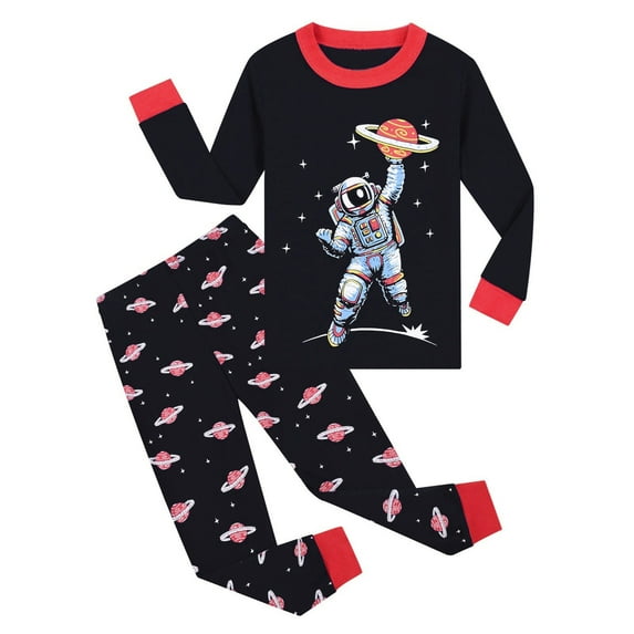Toddler Baby Boys Girls Pajamas Kids 2PCS Pyjamas Astronaut Printed Sleepwear Casual Pajama Sets Size 7 Y-8 Y