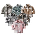 thumbnail image 1 of Toddler Baby Boys Girls Plaid Shirts Jacket, Lapel Button Down Shirt Long Sleeve Jacket Tops Outwear Spring Clothing AG, 3-4Y, 1 of 5