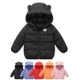 thumbnail image 1 of Toddler Baby Boys Girls Puffer Jacket Kids Winter Warm Cotton Padded Jacket Bear Ears Hooded Coat 1-6 Years, 1 of 8