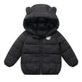 thumbnail image 1 of Toddler Baby Boys Girls Puffer Jacket Kids Winter Warm Cotton Padded Jacket Bear Ears Hooded Coat 1-6 Years, 1 of 6