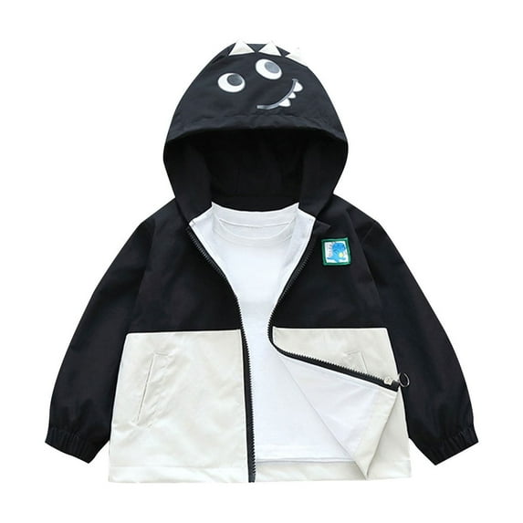 Toddler Baby Boys Girls Rain Jacket Cute Cartoon Full Zipper Hooded Raincoats with Pockets Casual Fall Winter School Outfit