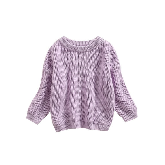 Toddler Baby Boys Girls Round Neck Sweaters, 3 6 9 12 18 24 Months 2T 3T 3T 4T 5T Winter Warm Long Sleeve Candy Color Knit Pullovers Tops