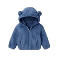thumbnail image 1 of Toddler Baby Boys Girls Sherpa Lined Fleece Jackets Zip Up Hoodies Cute Bear Coats Fall Winter Plush Fuzzy Jacket Outwear Blue 12 Months, 1 of 6