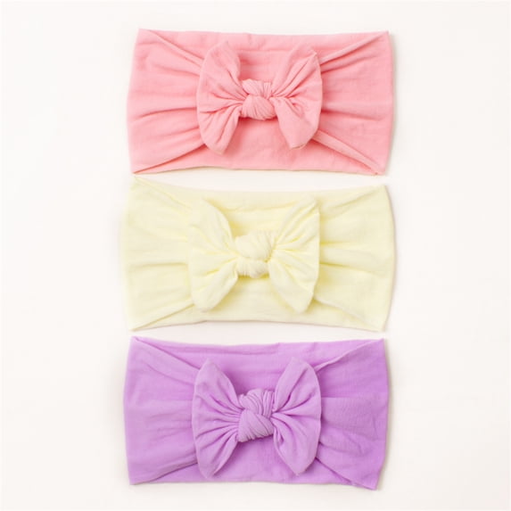 Toddler Baby Boys Girls Solid Bow Hairband Headwear Elastics Hair Accessories 3 Pack 3PCS, C