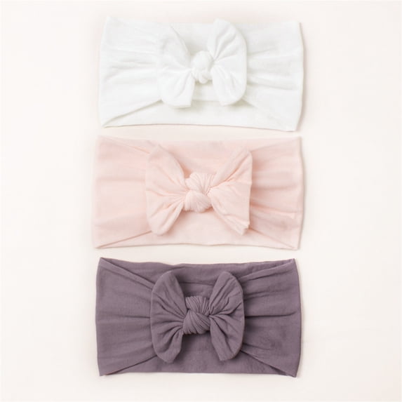 Toddler Baby Boys Girls Solid Bow Hairband Headwear Elastics Hair Accessories 3 Pack 3PCS, F