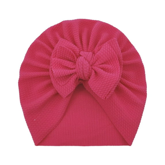 Toddler Baby Boys Girls Solid Knitted Cap Beanie Bowknot Elastics Turban Hat