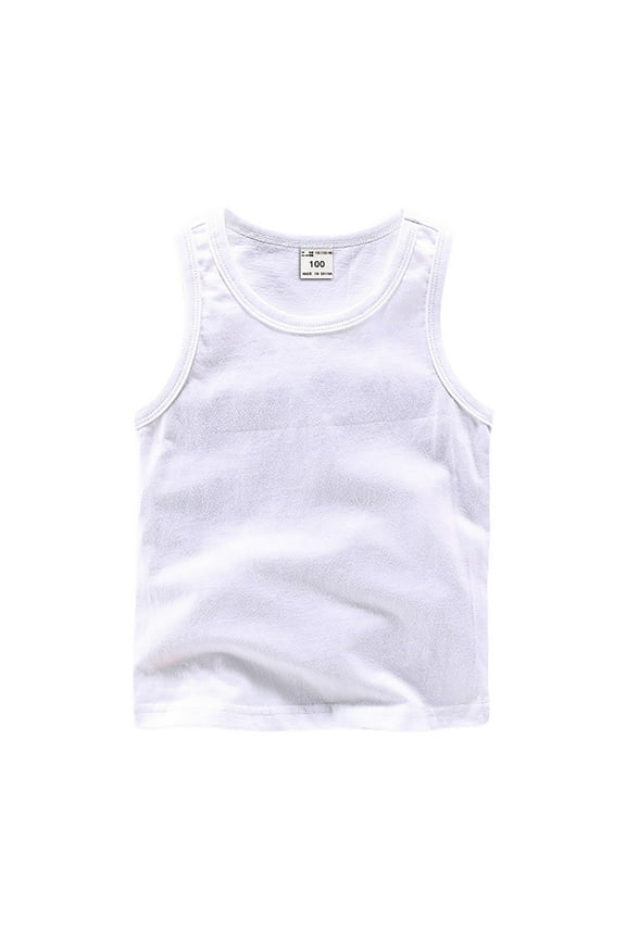 Toddler Baby Boys Girls Solid Tank Tops T-Shirts Undershirts Cotton Summer Sleeveless Vest Basic Shirts White for 4-5 Years