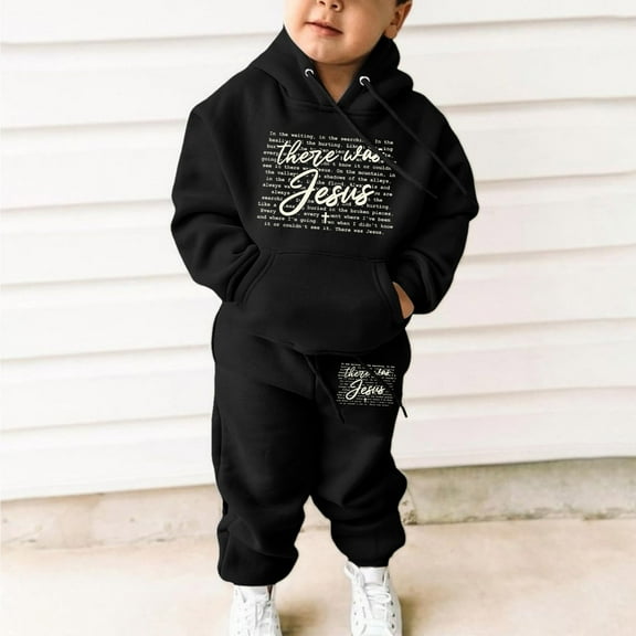 Girls Boys Sweatsuit Set Graphic Cute Long Sleeve Hoodie Tracksuit Jogging Sweatsuit Set Fall Winter Clothes for Birthday Gifts 2 Pieces Casual Outfit Size 4-5