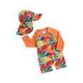 thumbnail image 1 of Toddler Baby Boys Girls Swimwear Sets Zipper Rash Guard Swimsuit with Sun Hat UPF50+ Sun Protection Bathing Suit, 1 of 9