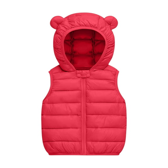 Toddler Baby Boys Girls Vest Jacket Cute Bear Ear Zipper Sleeveless Vest Coat Kids Fall Winter Lightweight Hooded Waistcoat Outerwear