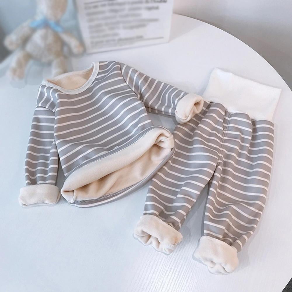 Toddler Baby Boys Girls Warm Fleece Lined Thermals Underwear Kids Winter Base Layer Long John Set Walmart