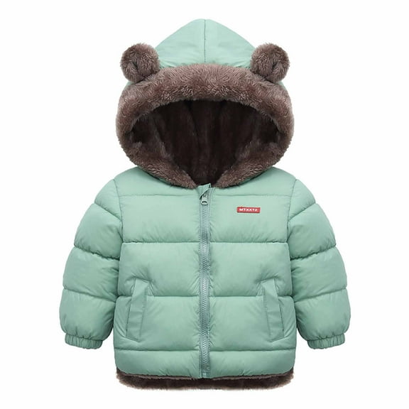 Toddler Baby Boys Girls Winter Coat Kids Fleece Jacket Boys Girls Lightweight Coat Green 3-4 Years