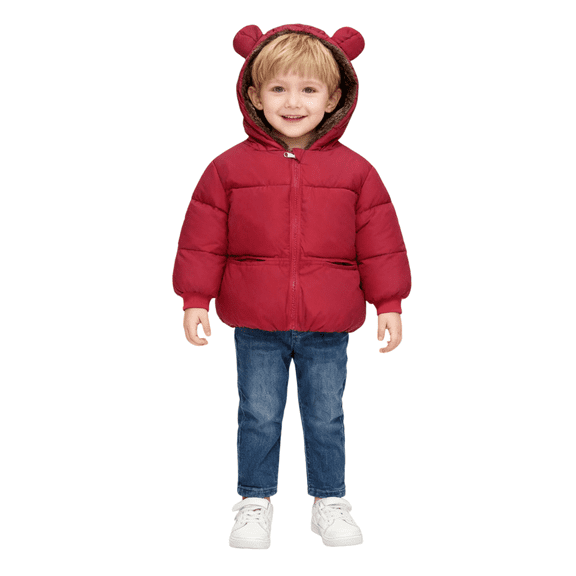 Toddler Baby Boys Girls Winter Fleece Jacket Unisex Little Kids Warm Hooded Outwear Coat 1-6T