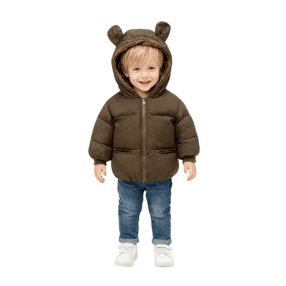 Toddler Baby Boys Girls Winter Fleece Jacket Unisex Little Kids Warm Hooded Outwear Coat 1-6T