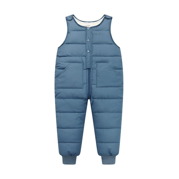 Toddler Baby Boys Girls Winter Snowsuit Pants Sleeveless Overalls Warm Down Jumpsuit Zipper Snow Bibs Pants, 18-24 Months