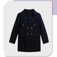 thumbnail image 1 of Toddler Baby Boys Girls Wool Coat Winter Warm Double Breasted Trench Coat Kids Jacket Outwear Clothes Blue 3-4 Years, 1 of 3