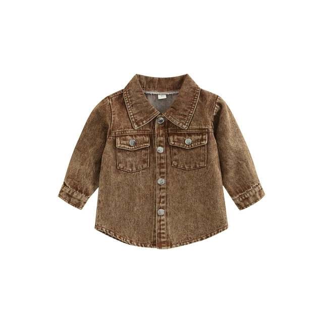 Toddler Baby Boys Jean Jacket, TurnDown Collar Long Sleeve ButtonUp